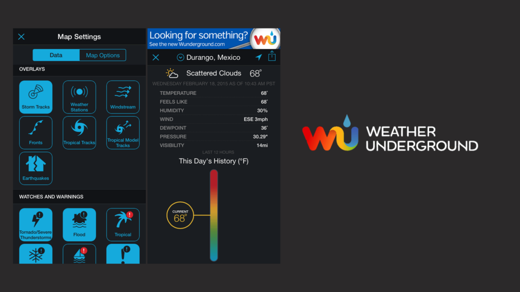 Weather Underground là ứng dụng theo dõi thời tiết ở mọi nơi trên thế giới – Nguồn: Internet