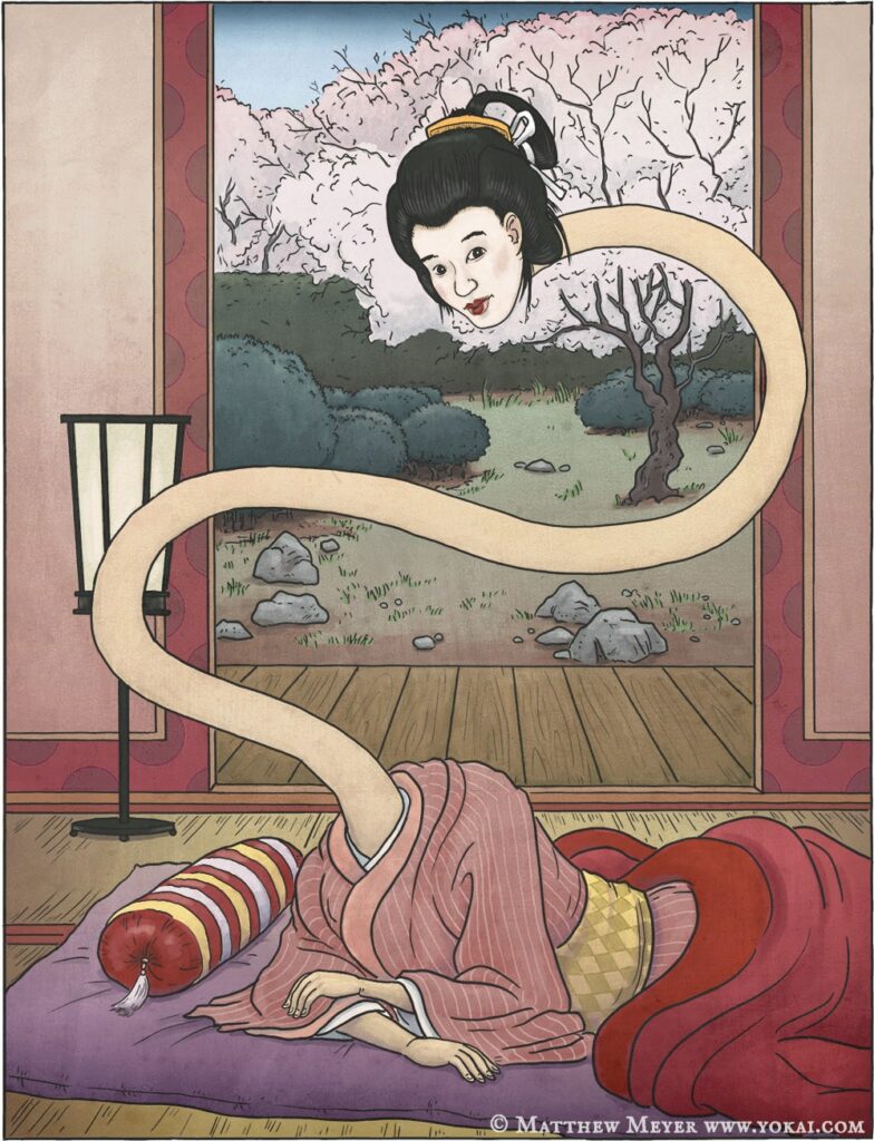 Rokuro-kubi - nguồn: yokai.com