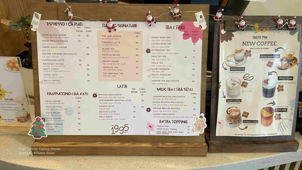 Menu nước khá phong phú